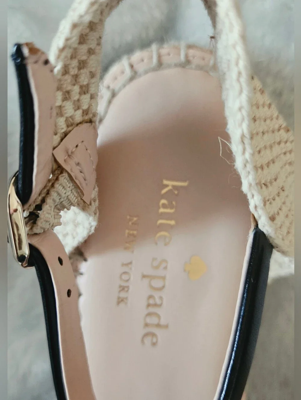 kate spade Black & White Gingham Scallop Espadrille Wedges